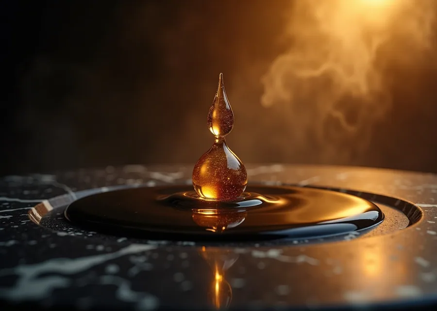 A single golden drop of Daad perfume oil